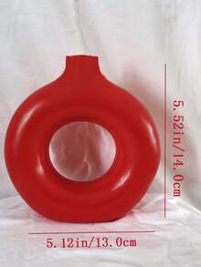 1入組甜甜圈INS風格花瓶裝飾品，手工製作極簡波西米亞現代家居婚禮聚會客廳辦公室臥室裝飾擺件 - 紅色 - 查看 4