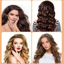 4入組女士彈性髮捲器套裝，搭配發箍，過夜髮捲器套裝，包括髮帶和夾子，時尚髮型工具 - 紫色 - 查看 3