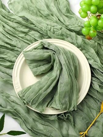 1 件绿色婚礼生日派对波西米亚风格皱纹餐巾