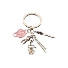 Dentist Keychain Teeth Toothpaste Toothbrush Tooth Cup Mask Combination Keychain Tooth Care Personalized Combination Accessories Key Ring Pendant Gift Gift Bag Present Key Chain Charms Nurse Scrubs Enamel Pin Pins - Silver - View 2