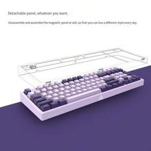 Firstblood B16 紫丁香機械鍵盤 有線鍵盤 遊戲鍵盤 96 鍵彩色磁性面蓋 原廠櫻桃軸 Pbt 鍵帽 櫻桃紅軸 98 級分類 - 紫色 - 查看 3