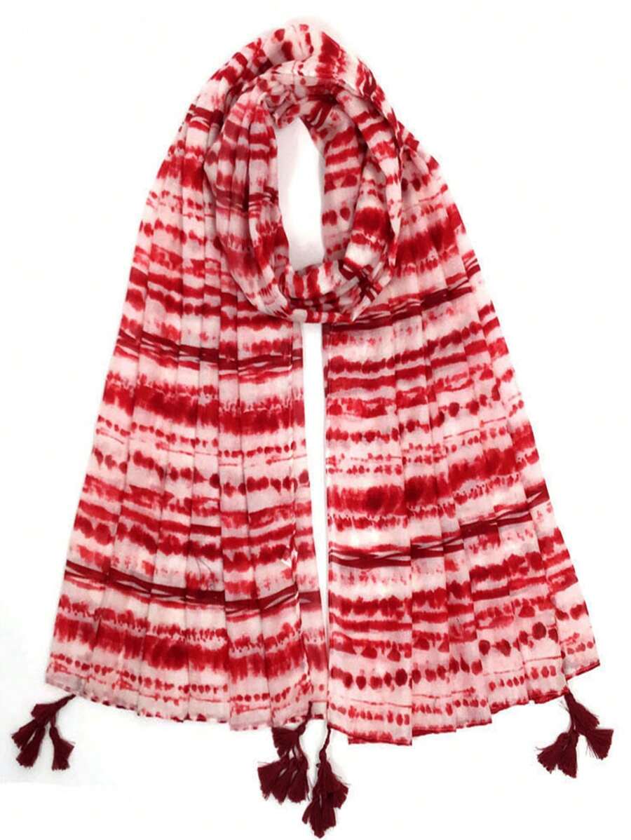 1 Miếng Đơn giản In Của phụ nữ Khăn quàng cổ , Mùa Thu /đông , Đúng mốt Khăn choàng Đối với bờ biển , Ngoài trời , Ấm áp Cái cổ Ấm áp hơn Đối với phụ nữ - Đỏ - Xem 1