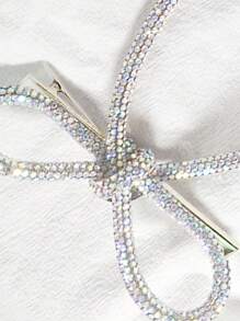 1 pieza Clip de pelo de mujer con decoración de lazo blanco y mariposa, con cristales, perfecto para fiesta, regalo, tiaras reales, Día de San Valentín, accesorios para el cabello, pasadores de pelo, pinzas para el cabello, artículos escolares, universidad, horquilla - Blanco - Ver 4