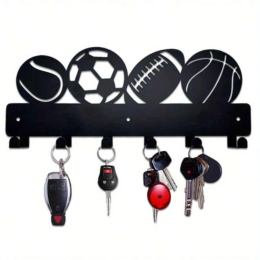 1pc 金屬牆飾籃球、橄欖球、足球、棒球入口鑰匙圈、衣架、創意牆面裝飾圖案、廚房衣架