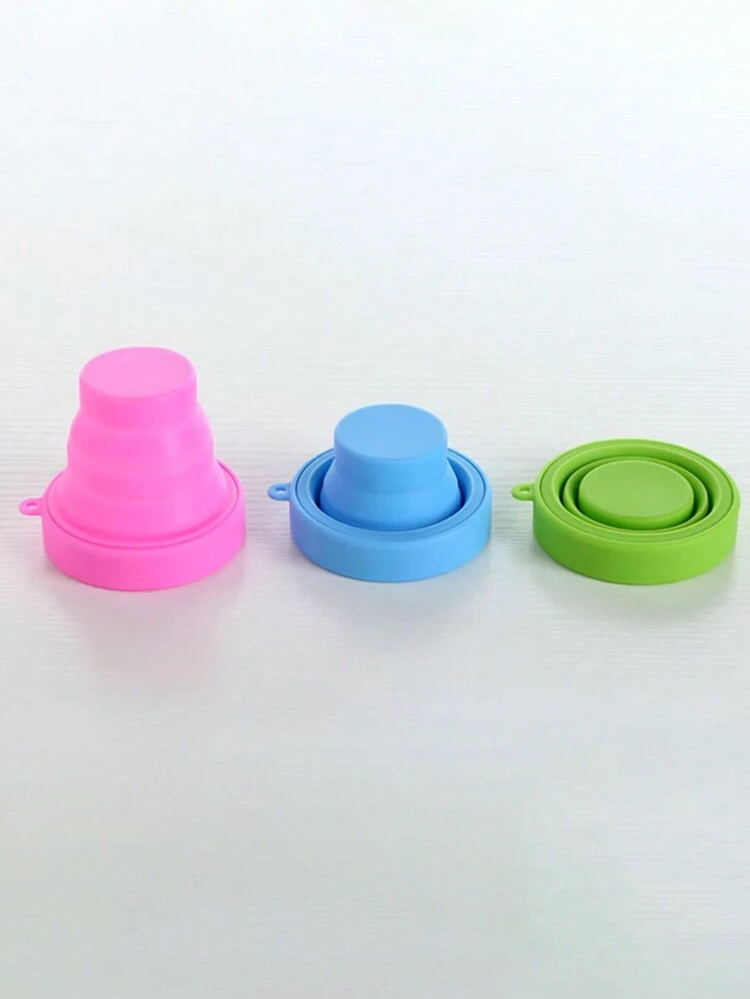 1 Pieza Taza Portátil Plegable Y Retráctil De Silicona Compresible Para Viajes Al Aire Libre, Taza Para Enjuague Bucal, Mini Botella De Agua - Rosa - Ver 5