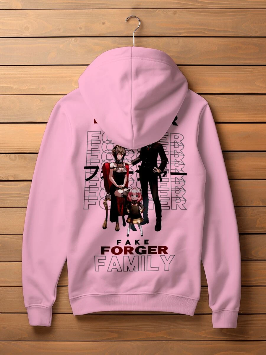 Blusa Moletom Anime Spy Family Fake Forger Anya CANGURU 2038 - Rosa Bebê - Visão 1