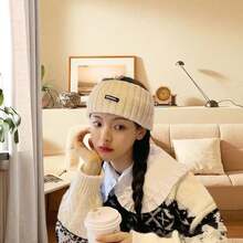 1條女士運動頭帶,字母印花寬版洗臉髮箍,實色髮飾