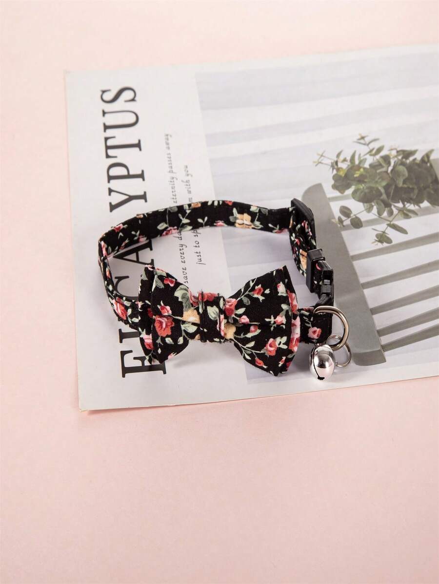 1pc Pet Print Bow Cat Collar - Multicolor - View 1