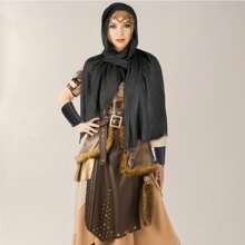 7 Pcs Men Renaissance Costume Set Medieval Pirate Shirt Viking Shawl Accessories For Men - Black - View 10