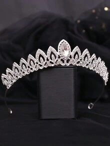 1件女士手工水晶皇冠頭飾,尺寸可調,適用於婚禮、派對、舞會、生日、日常穿著等,是一份絕佳的禮物 - 銀色 - 查看 4