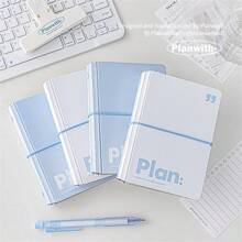 1本馬卡龍藍白口袋活頁筆記本,簡約風格,a7尺寸,可拆卸並隨機顏色 - 彩色 - 查看 8