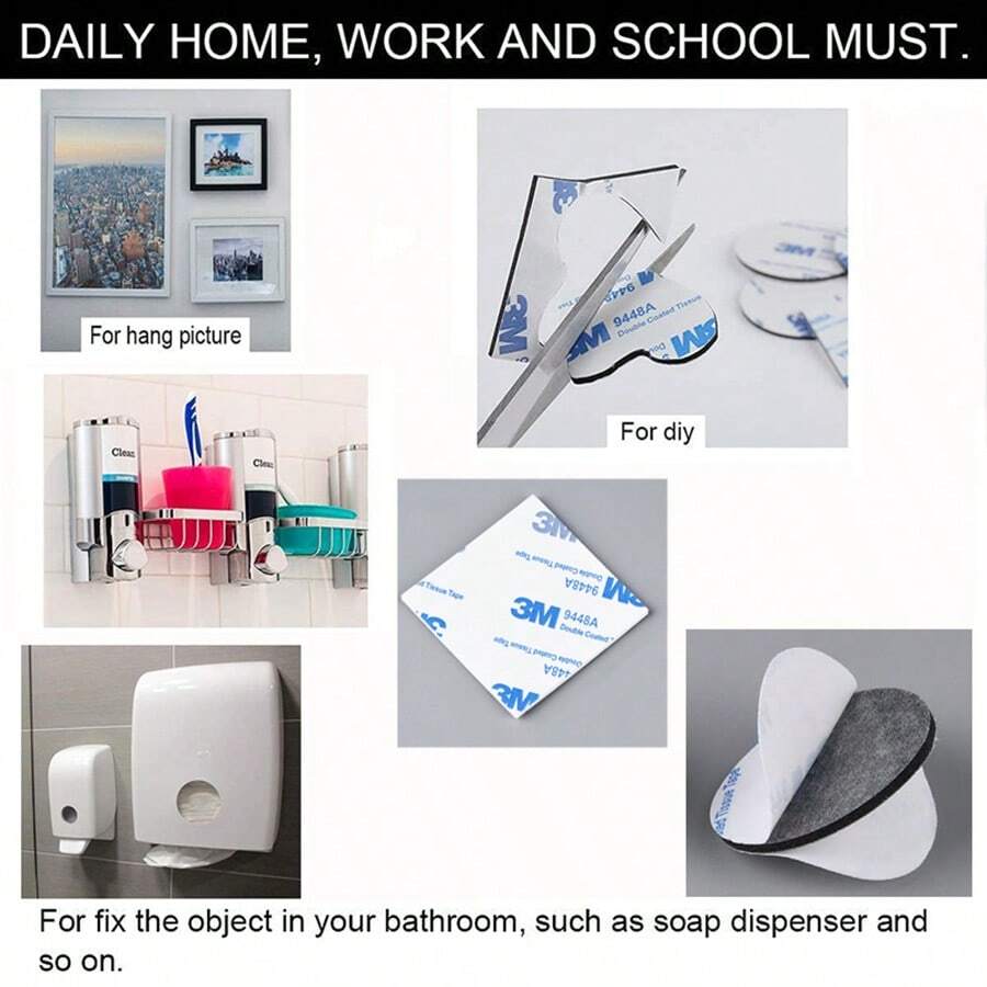 20pcs Square & Round Double Sided Tape Multi-purpose Adhesive Tape For Home Use - Black - View 1