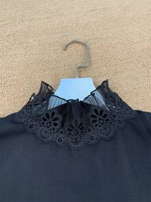 Transparent Mesh Modern Palace Style High Collar Ruffle Trim Innerwear Detachable False Collar Clothing Decorative Collar - Black - View 4