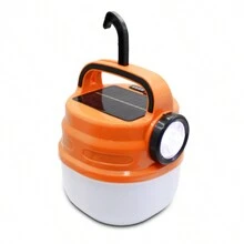 Lámpara LED con panel solar para camping recargable por USB y panle solar, lámpara de tienda de campaña, luces de emergencia - Naranja - Ver 2