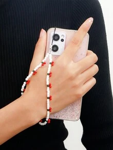 1 chiếc dây đeo điện thoại di động bằng gốm mềm màu tím dành cho nữ, kiểu dáng đơn giản, phù hợp để sử dụng hàng ngày - trắng - Xem 1