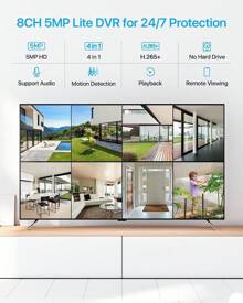 ZOSI H.265+ 8CH 5MP Lite DVR Home Security Cameras System, 8pcs 2MP Wired Outdoor Bullet/Dome Surveillance Cameras, 80ft Night Vision, Motion Detection, Remote Access - Đen và trắng - Xem 5