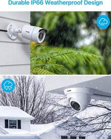 ZOSI H.265+ 8CH 5MP Lite DVR Home Security Cameras System, 8pcs 2MP Wired Outdoor Bullet/Dome Surveillance Cameras, 80ft Night Vision, Motion Detection, Remote Access - Đen và trắng - Xem 2