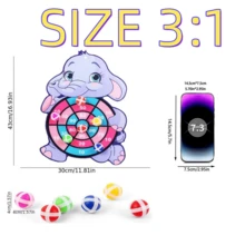 1 件隨機顏色大象主題黏性飛鏢套裝,卡通圖案球玩具,親子互動投擲目標球,安全室內外經典飛鏢遊戲 - 彩色 - 查看 2