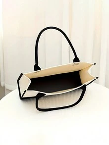 女款骷髏印花帆布手提包，時尚單肩包，適合雜貨、水果、飲料、零食、餐盒、化妝品、杯子、電話、個人物品等。