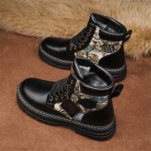 男士時尚高筒摩托車靴,厚頭工作靴