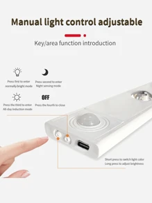 1pc Ultra-thin Usb Rechargeable 3-mode Color Temperature Led Light With Motion Sensor, Suitable For Kitchen, Bedroom, Cabinet, Wardrobe, Staircase, Corridor