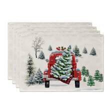 4pcs/set Selling Christmas Patterned Heat Insulated Mat For Western Cuisine, Tea Table And Home Decoration - Apricot - View 1