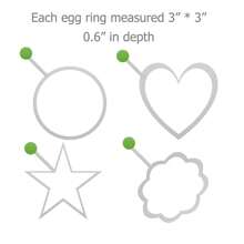 4入組不銹鋼煎蛋模具套裝,包含心形煎餅模具和煎蛋圈模具,適用於烹飪