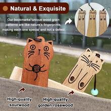 2 Piezas Marcadores De Libros De Madera Con Forma De Gato Lindo Para Personalizar Computadoras, Regalo Único Para Profesores De Lectura - Multicolor - Ver 6