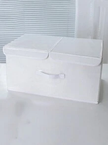 1個白色pp板儲物箱(帶蓋),用於棉被衣物整理,可折疊,適合衣櫥、內衣、褲子儲物 - 白色 - 查看 3
