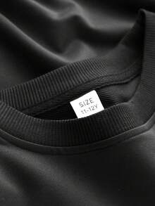 Tween Boy 1pc Skateboard & Slogan Graphic Drop Shoulder Pullover - Black - View 7