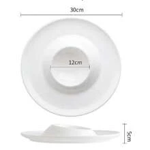 1pc Volcano-Shaped Ceramic Plate With Inner Bowl, Multipurpose Dish For Soup, Salad, Pasta, Fruit And Dessert, Creative Tableware With French & Scandinavian Style, White, 10 Inch Or 12 Inch Available - White - View 7