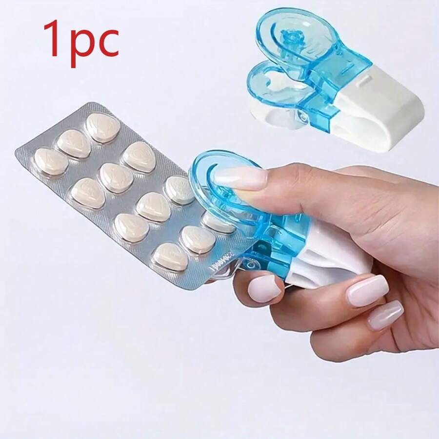 1 Dispensador De Medicamentos Portátil Con Una Caja De Pastillas - Herramienta Doméstica Para Sacar Tabletas De Paquetes De Blister, Dispositivo De Asistencia Para Dispensar Cápsulas - Multicolor - Ver 1
