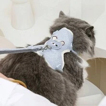 1pc Cute Bear Pet Leash & Harness Set Chest Back Strap Breathable Vest Anti-escape Traction Rope Adjustable Collar Suitable For Small And Medium Cats, Dogs And Rabbits 120cm - Blue - View 10