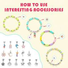 362件女孩diy黏土珠子製作用品和魅力手鐲製作套件,送禮即用,有趣又容易做,可愛閃亮珠寶套件手工禮物盒,適用於生日、聖誕、新年珠寶製作禮物盒 - 彩色 - 查看 4