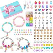362件女孩diy黏土珠子製作用品和魅力手鐲製作套件,送禮即用,有趣又容易做,可愛閃亮珠寶套件手工禮物盒,適用於生日、聖誕、新年珠寶製作禮物盒 - 彩色 - 查看 1