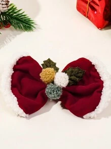 3入組聖誕主題絨毛蝴蝶結髮夾，適用於女孩，適合聖誕派對
