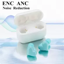 1 件白色心形设计无线耳机，带充电盒，ANC Enc 防噪音，通话清晰，立体声，低延迟和高保真，适合音乐/游戏/运动，佩戴舒适，精美礼品包装