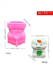 1個創意卡通動物矽膠模具花盆,手工diy家庭辦公室裝飾多肉盆迷你綠色植膠模 - 粉色 - 查看 4