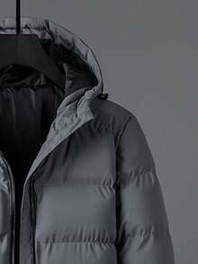 Chaqueta con capucha acolchada con cremallera para hombres - Gris Oscuro - Ver 3