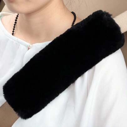 2pcs Soft Faux Rabbit Fur Car Seat Belt Cover Shoulder Pad, Neck Support Pillow, Winter Plush Seat Belt Cover, Suitable For Car Interior