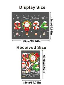 1片聖誕玻璃貼紙,適用於窗戶、門、展示櫥、靜電貼 - 紅色 - 查看 3