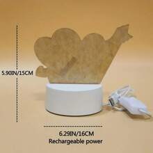 1 件創意 Usb 單色心型我愛你 3d 夜燈,卡通夜燈,臥室裝飾燈