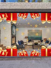 1 Pieza Pegatina de cristal para Navidad y Año Nuevo, decoración con patrón de copos de nieve para escaparate, pegatina para caja de regalo de Navidad - Multicolor - Ver 2