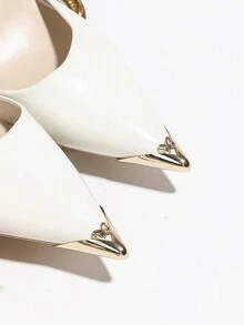 1 đôi Vàng Đúng mốt Trang trí giày Khóa Đối với Cao Sau đó - Vàng - Xem 2