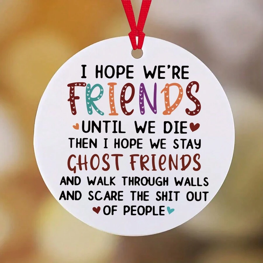 1 件愿我们成为一生的好朋友，拥有坚定不移的友谊，圆形亚克力吊坠适用于家居装饰、窗户、壁炉和吊坠装饰、家居装饰、房间装饰、墙壁装饰 - 彩色 - 查看 1