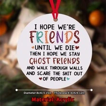 1 件愿我们成为一生的好朋友，拥有坚定不移的友谊，圆形亚克力吊坠适用于家居装饰、窗户、壁炉和吊坠装饰、家居装饰、房间装饰、墙壁装饰 - 彩色 - 查看 3