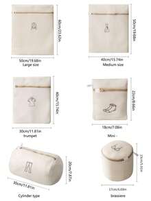 6入組,米色色調,洗衣袋網袋,家居內衣洗衣袋,加厚胸罩洗衣袋