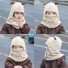 兒童冬季帽子配耳罩和口罩,男女童毛絨帽,保暖防風帽子和圍巾套裝