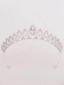 1件女士手工水晶皇冠頭飾,尺寸可調,適用於婚禮、派對、舞會、生日、日常穿著等,是一份絕佳的禮物 - 銀色 - 查看 2