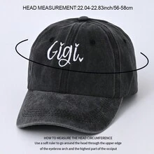 1 件哥德式 Gigi 刺繡水洗棒球帽,時尚復古遮陽帽,適合戶外活動 - 灰色 - 查看 3